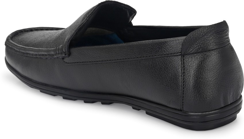 Black Men's Genuine Leather Loafer Shoes, Size: 7-9