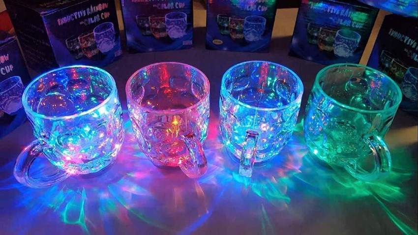 plastic rainbow colored cups in set