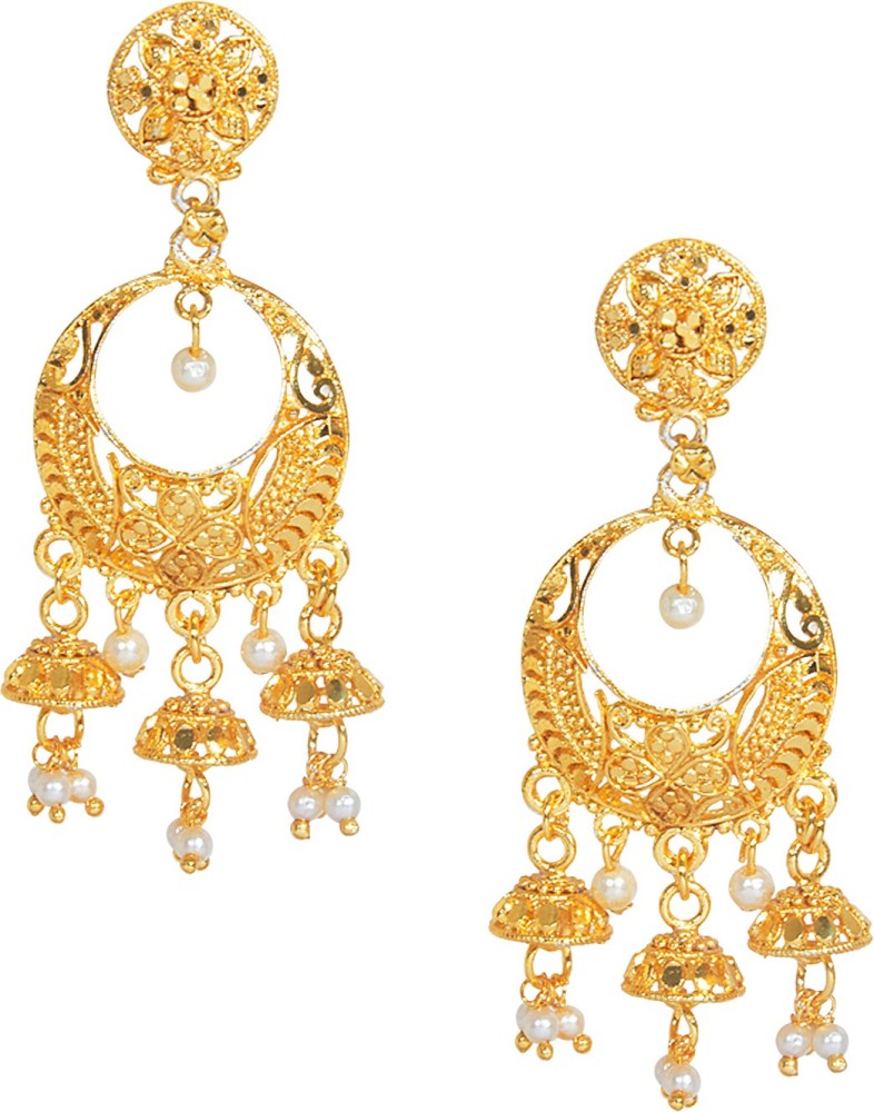 Flipkartcom  Buy Kaeya Ethnic Bridal Peacock Designer Gold Meenakari  Jhumka Earrings Beads Alloy Jhumki Earring Online at Best Prices in India