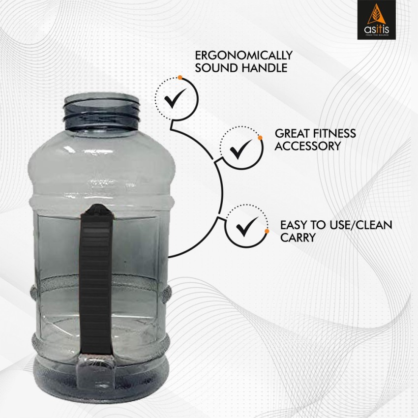 Simple Plastic Gallon Water Bottle With Mixer Ball & Straine For Gym 1.5  Litre