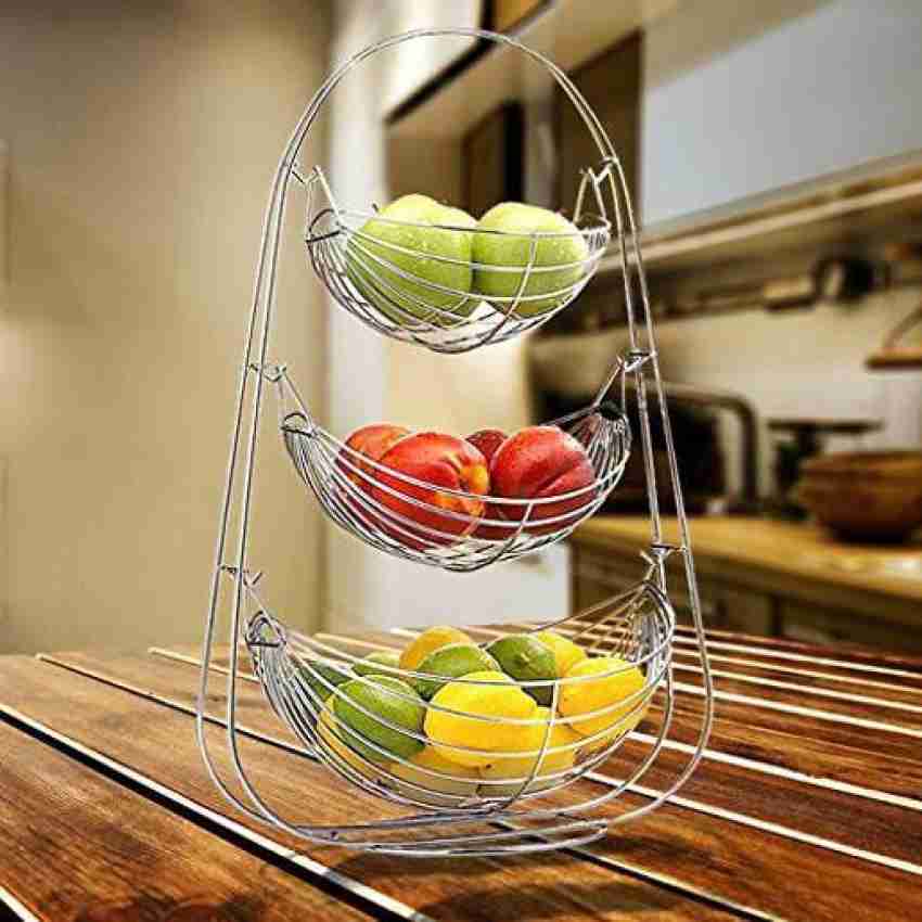 3 Tier Fruit Basket, Countertop Fruit Vegetable Basket Bowl for Kitchen  Counter Metal Mesh Basket Fruits Stand Produce Holder Organizer for Onion