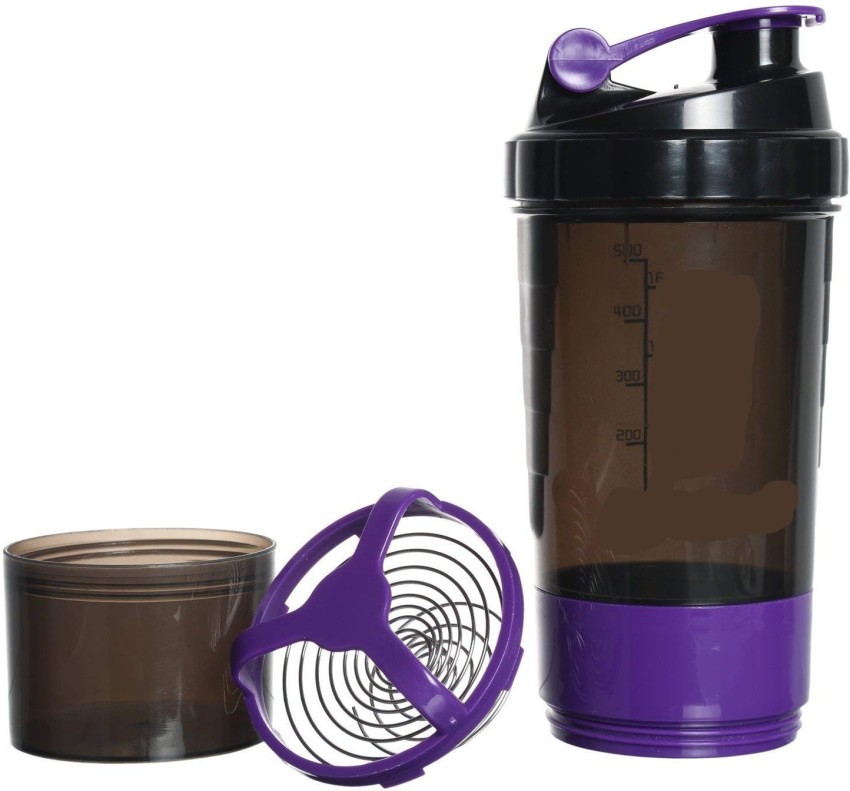 Buy KitchenFest Protein Shaker Bottle 2 Storage Extra Compartment Gym, BPA  Free, 100% Leakproof, 500ml Online at Best Prices in India - JioMart.