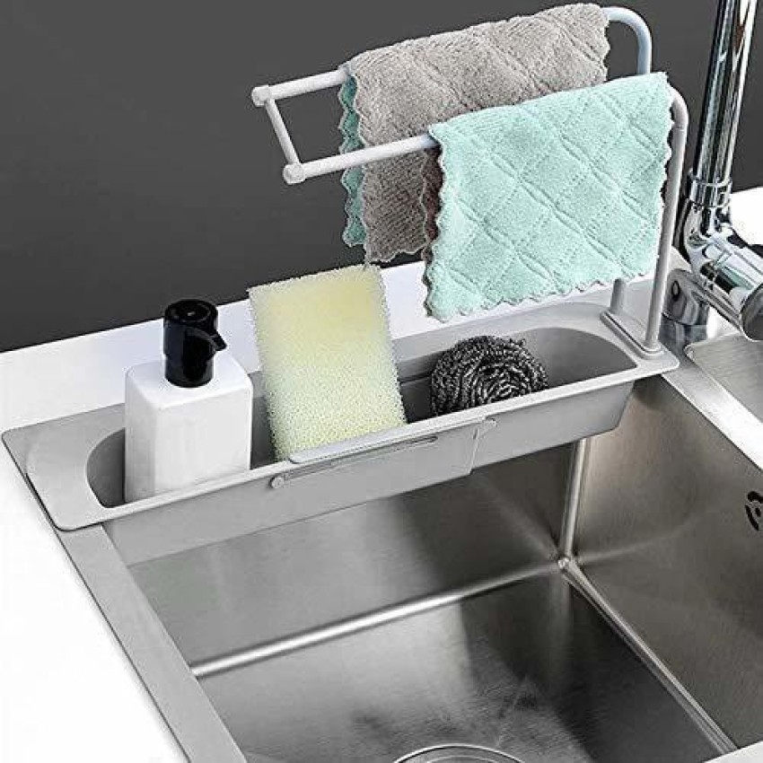 Stainless steel kitchen sink multi-purpose storage rack