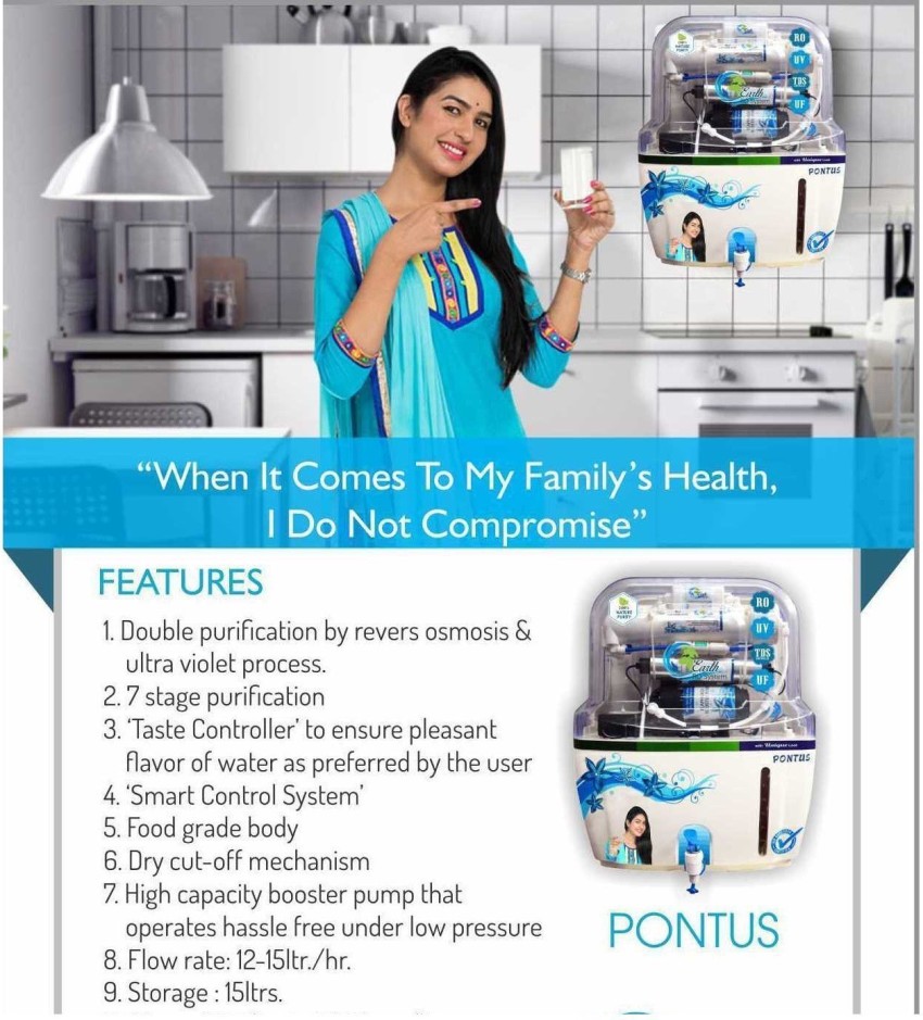 Earth Ro System PONTUS 15 L RO + UV + UF + TDS Water Purifier