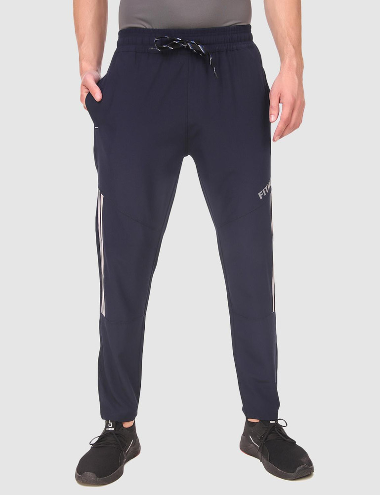 Fitinc Striped Men Dark Blue Track 