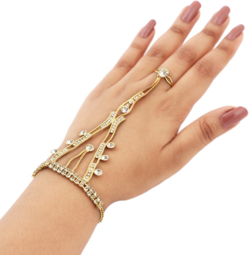 SHREE Fancy Beautifull Amrican Diamond Finger Ring Bracelet Hath Panja Hath  Phool For Girls  Womens