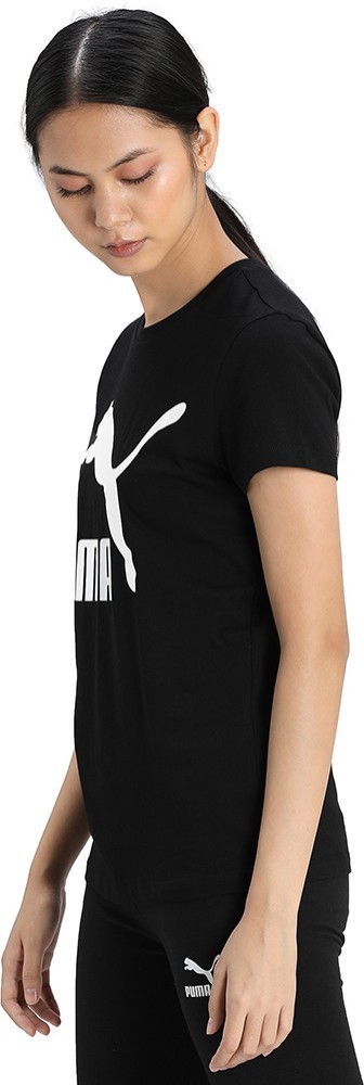 PUMA Printed Women Round Neck Black T-Shirt - Buy PUMA Printed Women Round  Neck Black T-Shirt Online at Best Prices in India