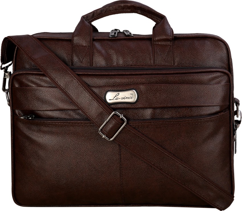 Buy Goldstar Brown Genuine Leather Laptop Bag - 30 L Online at