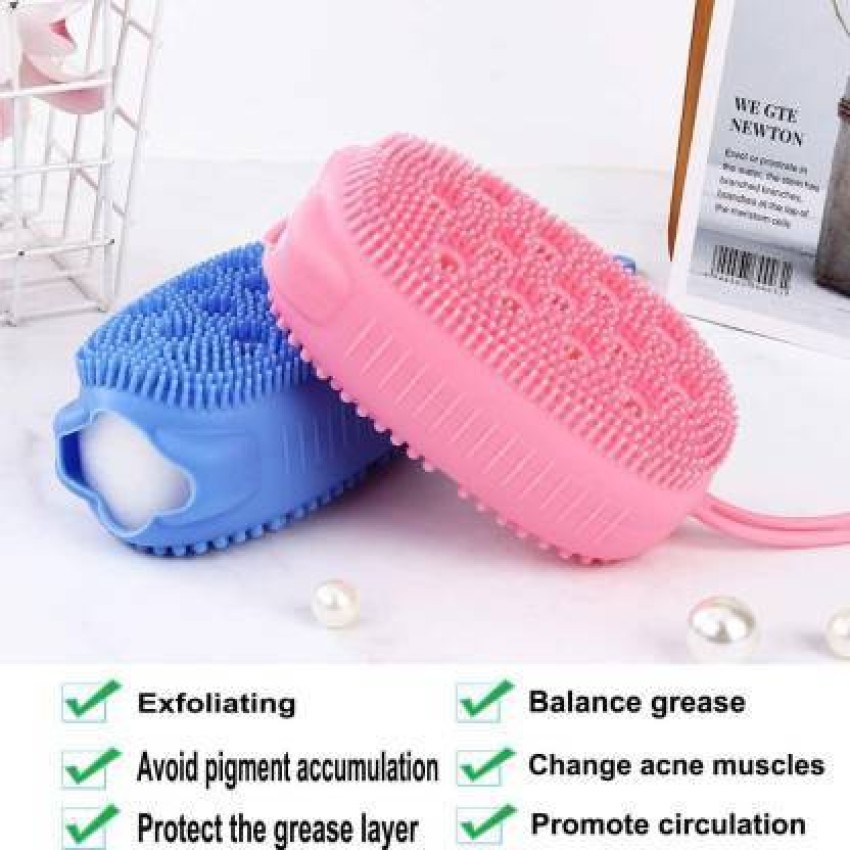 Silicone Shower Brush, Silicone Body Brush Shower Scrubber with Added soap,  Exfoliating Massage Bath Brush Set of 4, Shower Loofah Brush to Deep