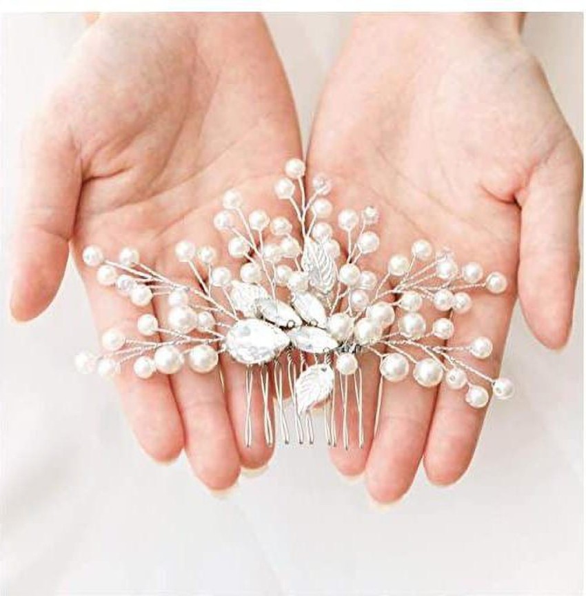 Buy Simsly Pearl Wedding Hair Combs Crystal Bridal Headpiece Gold Hair  Accessories for Women and Girls Online at Low Prices in India - Amazon.in