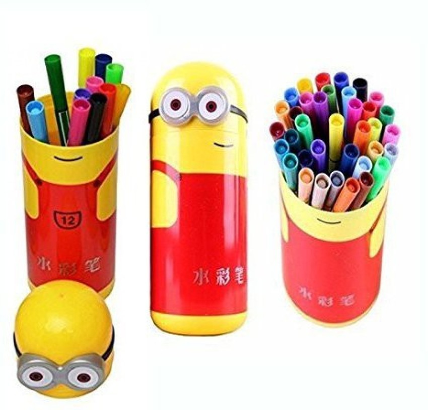 Flipkartcom  Kivya Return gifts for kids birthday party in bulk minion  sketch box with 12 different colors pack of 4 sketchpen Nib Sketch Pens 