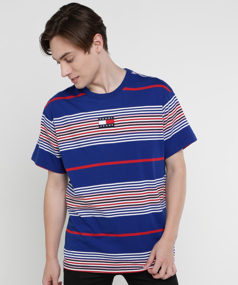 TOMMY Striped Men Round Neck Multicolor - Buy HILFIGER Striped Men Round Neck Multicolor T-Shirt Online at Best Prices in India | Flipkart.com
