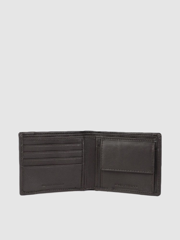 Buy Louis Philippe Men Black Textured Leather Two Fold Wallet