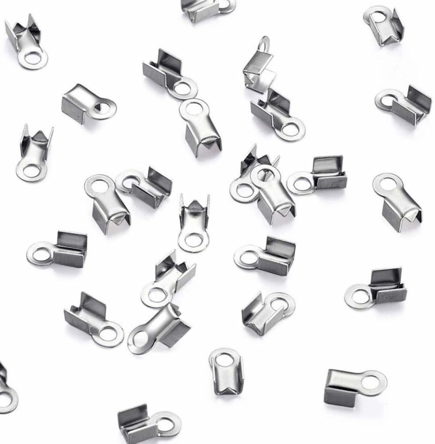 304 Stainless Steel Fold Over Cord Ends Cord Crimp End Tips Fold