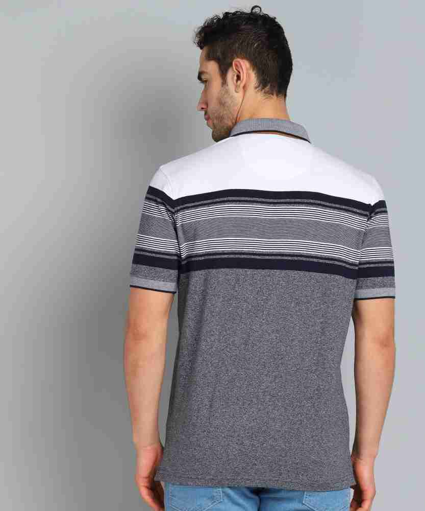 Louis Philippe Ath.Work Striped Men Polo Neck Blue T-Shirt - Buy Louis  Philippe Ath.Work Striped Men Polo Neck Blue T-Shirt Online at Best Prices  in India