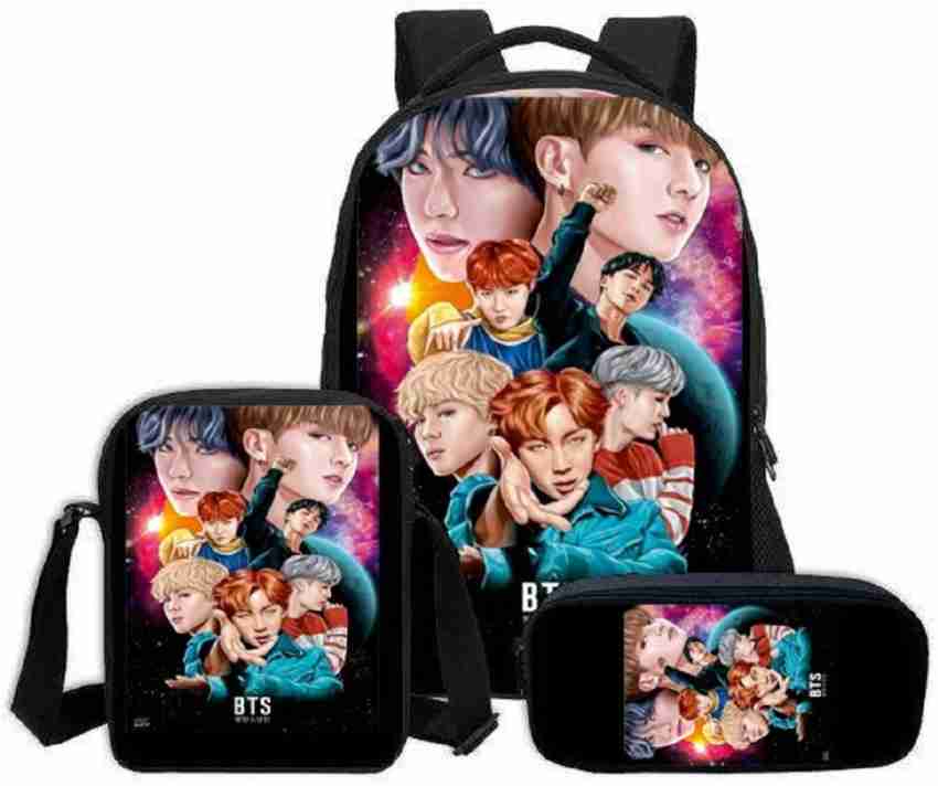 Cluci for girls, front side bts printed college bags girls, 10 L Backpack  Black - Price in India
