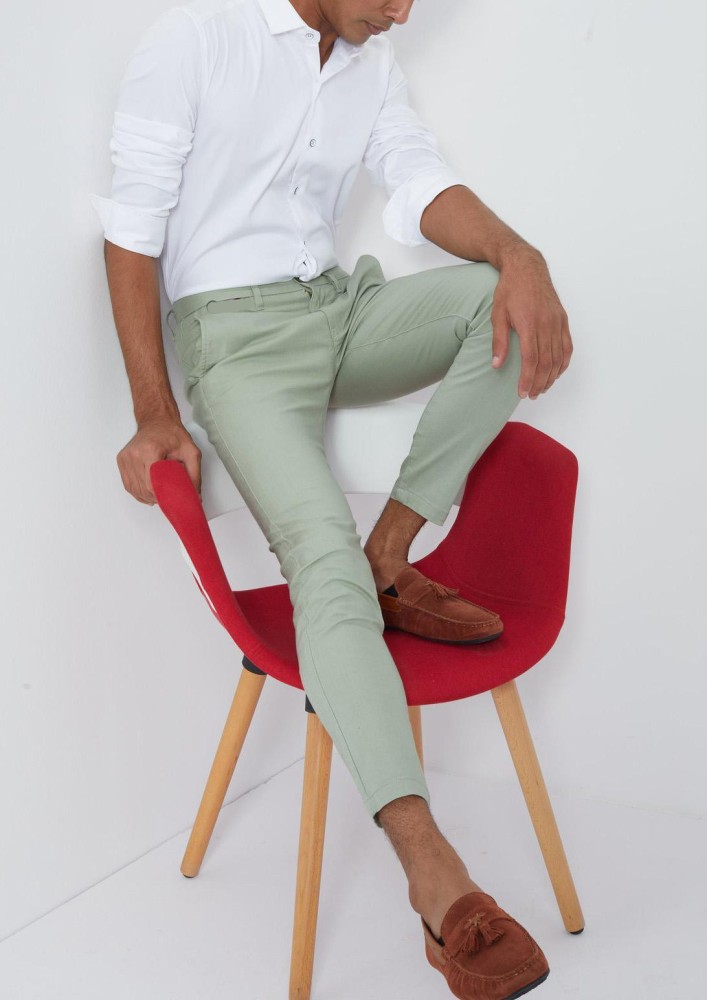 Buy Parx Light Green Super Slim Fit Trousers for Mens Online  Tata CLiQ