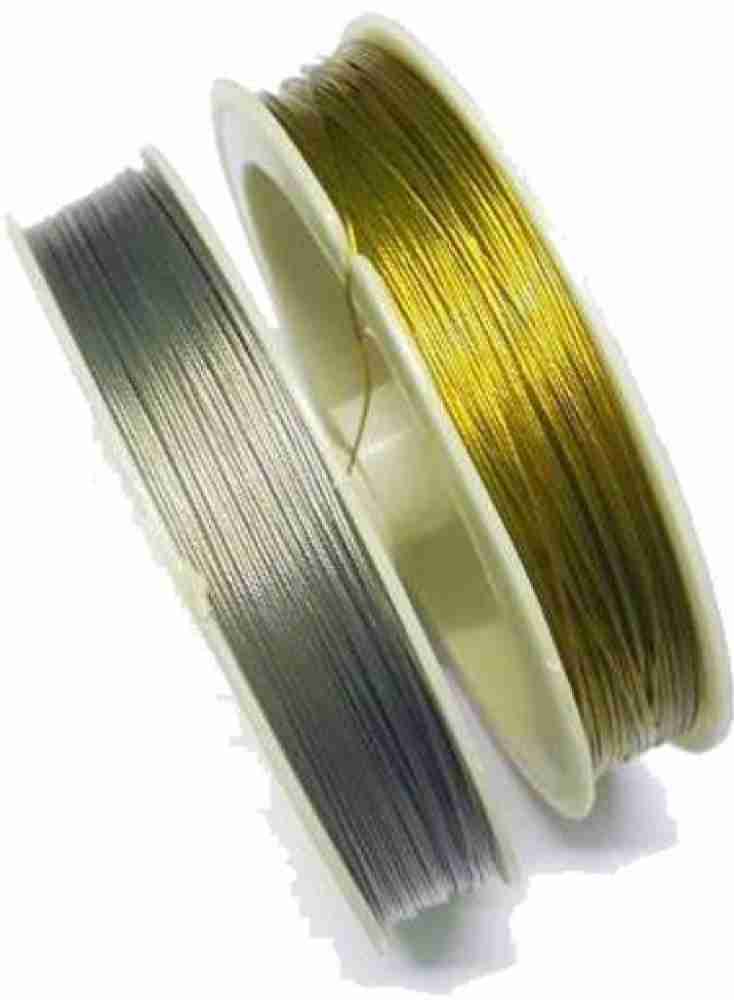 PRANSUNITA Copper Jewelry Wire 26 Gauge Tarnish Resistant for Crafts  Beading Jewelry Making Supplies- Color- Silver & Gold (10 Yards Long)- Pack  of 2 Rolls Gold, Silver Beading Wire Price in India 