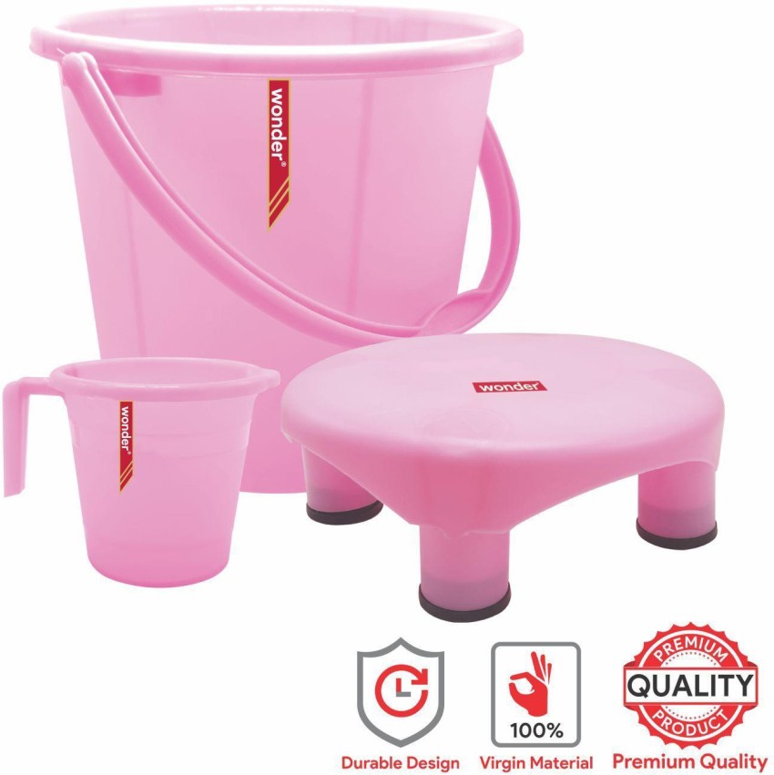 Wonder Bucket & Lid, Set of 2 Pcs, 18 Liters Bucket, Pink & Yellow Color 18  L Plastic Bucket Price in India - Buy Wonder Bucket & Lid, Set of 2 Pcs