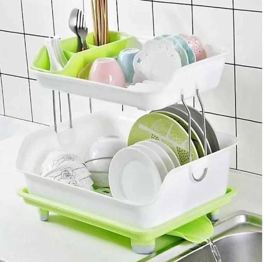 Upkaranwale Dish Drainer Kitchen Rack Plastic, Steel Wrought Iron