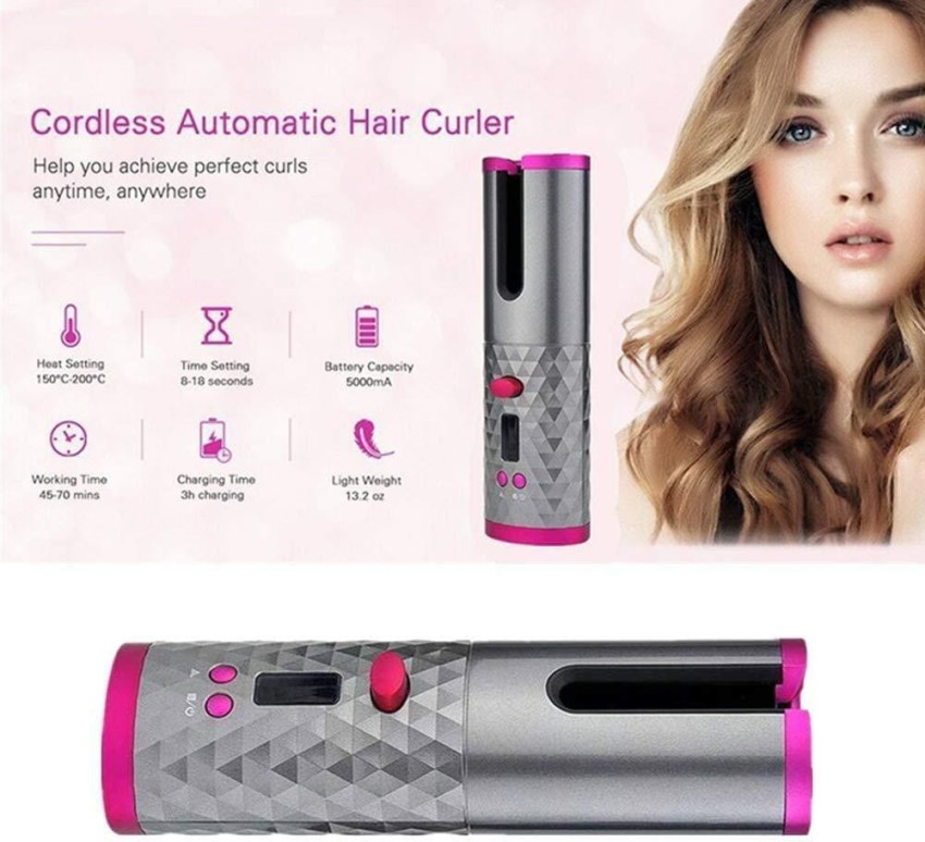 Buy SHIVANSH SHOP Cordless Hair Curler Automatic Curling Iron with LCD  Temperature Display and Timer 6 Adjustable 34in Fast Heating Ceramic  Barrel USB Rechargeable Travel Iron Multicolour Online at Low Prices in