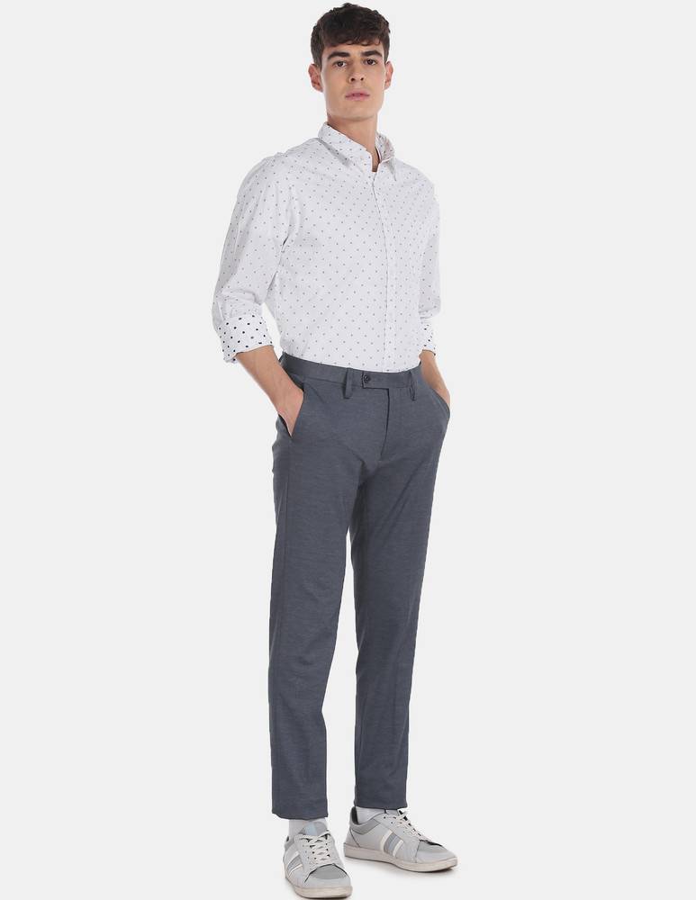 RUGGERS Men Printed Formal White Shirt 