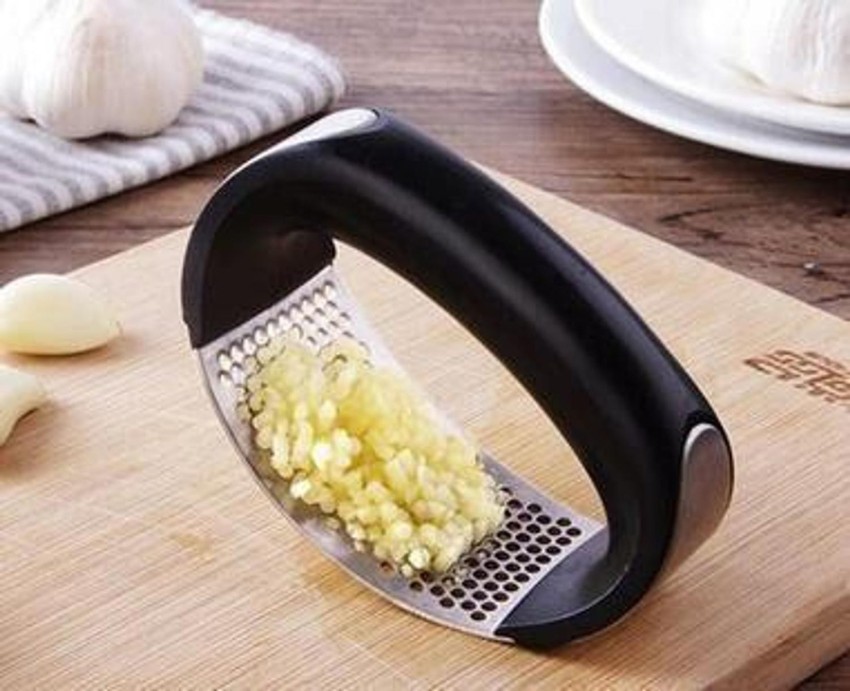 Garlic Press Slicer 2 in 1 - Aluminium Garlic Ginger Mincer and Slicer -  with Slicing and Grinding - Kitchen Cooking Tools