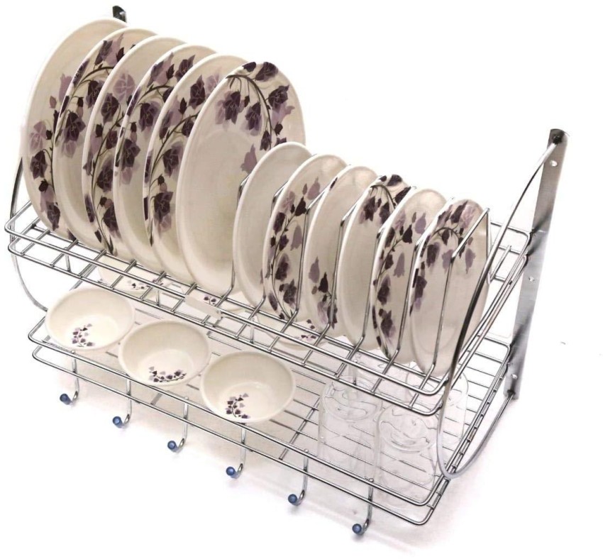 Wall Mount Kitchen Dish Rack Plate Cutlery Stand Steel Kitchen Rack Utensil Kitchen  Rack (Steel)