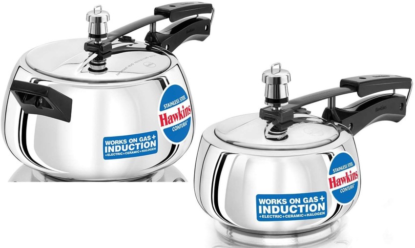 Hawkins Contura 5 Ltr Stainless Steel Pressure Cooker Induction Base SSC50