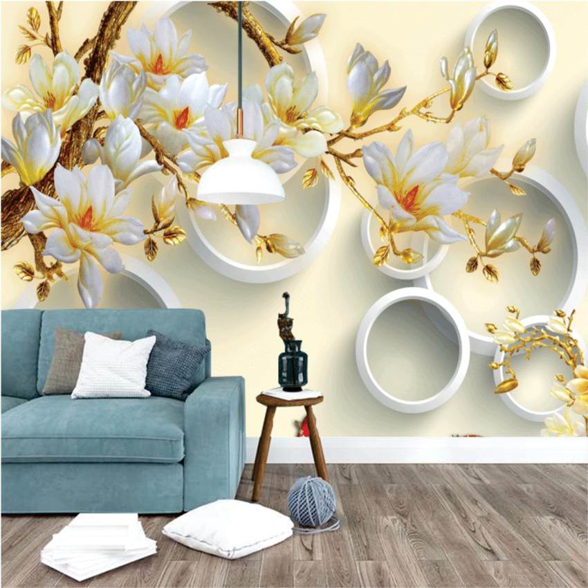 White Lotus Flower mural wallpaper  TenStickers
