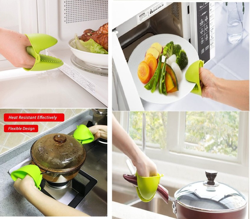 4Pcs Silicone Oven Mitts and Pot Holders Heavy Duty Cooking Gloves Kitchen  Tool