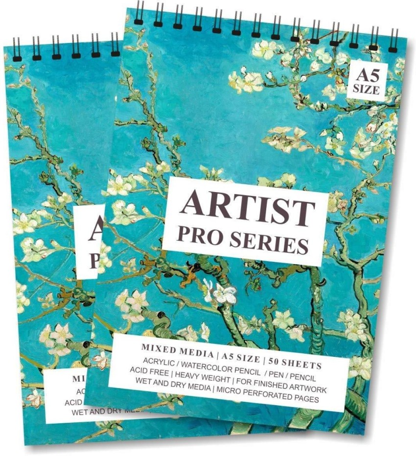 Askprints 50 Sheet A5 Sketchbook Set of 2-5.8 x 8.3 Inch | Top Spiral-Bound  Sketchpad for Artists | Sketching and Drawing Acid Free Paper, for
