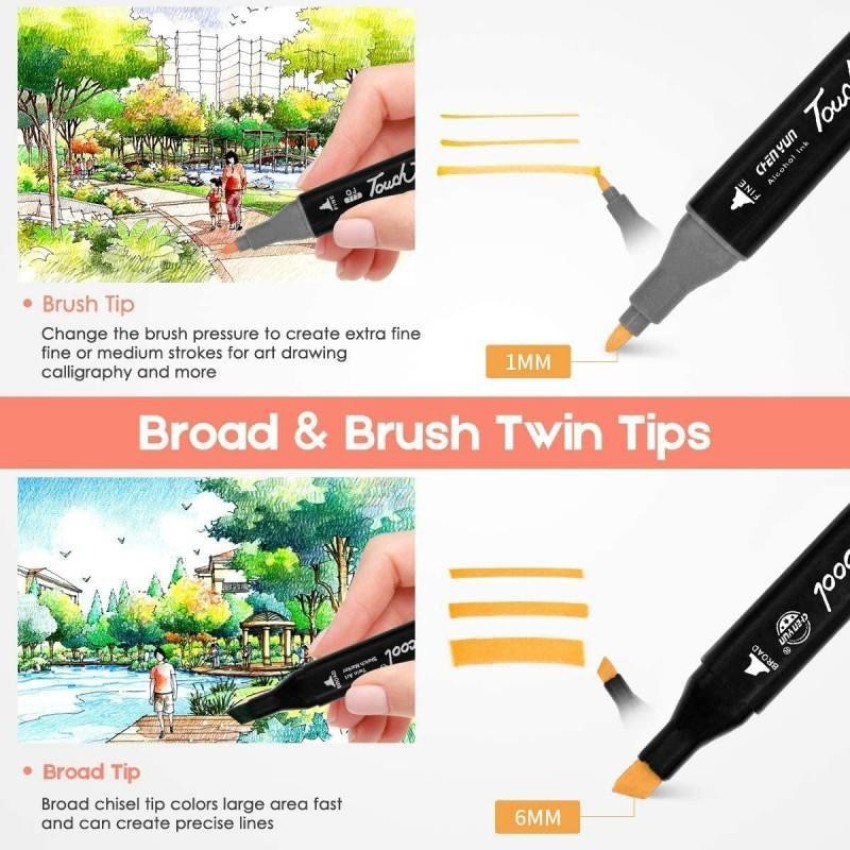 40/60/80/168 Color Marker Pen Dual Tip Sketch Pen Double Ended Sketch  Marker Broad And Fine Point Tip With Black Bag - Art Markers - AliExpress