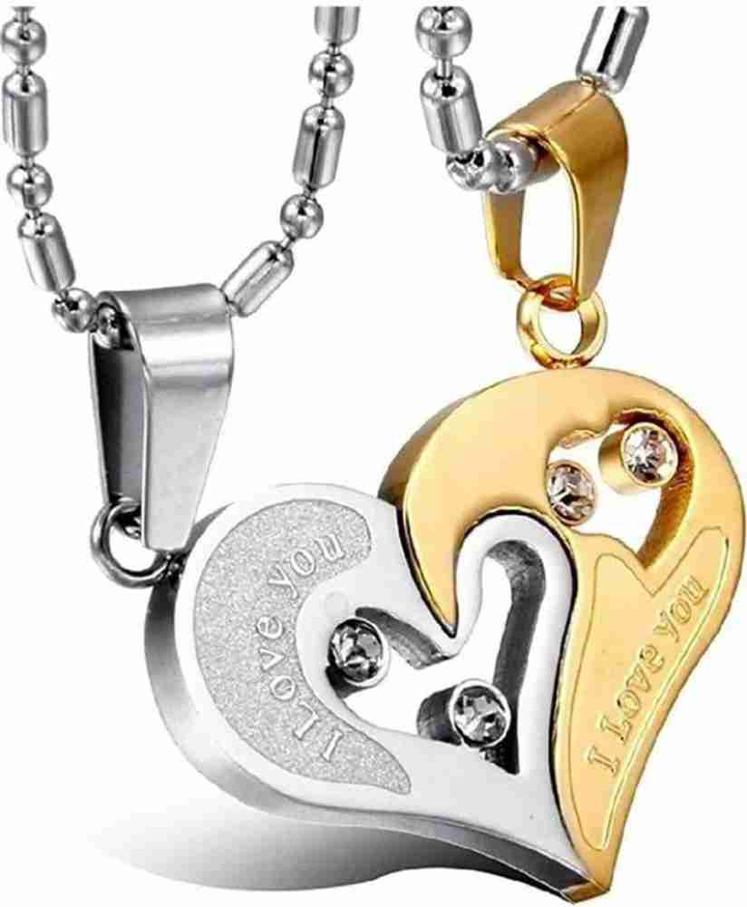 SK Jeweller I LOVE YOU GOLD SILVER COUPLE PENDANT SET Ruby ...