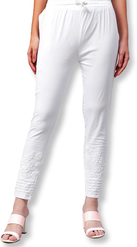 HOK Chikankari Cotton White Pants  House Of Kari Chikankari Clothing
