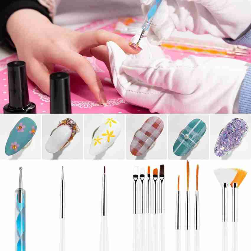 JOYJULY Nail Art Design Tools, 3D Nail Art Decorations Kit with Nail Art  Brushes Dotting Tools Holographic Nail Art Stickers Nail Foil Tape Strips  and