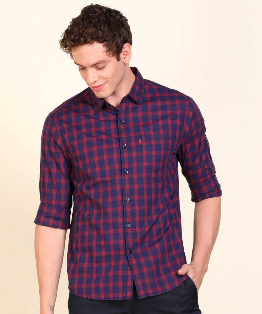 levi's men checkered casual multicolor shirt