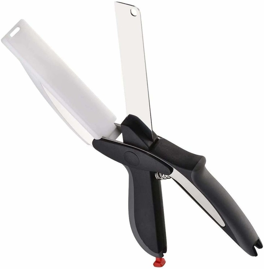 Vegetable Slicer Kitchen Cutter Salad Scissors - 2 in 1 Cutting Board Knife  - Plus Blade Sharpener