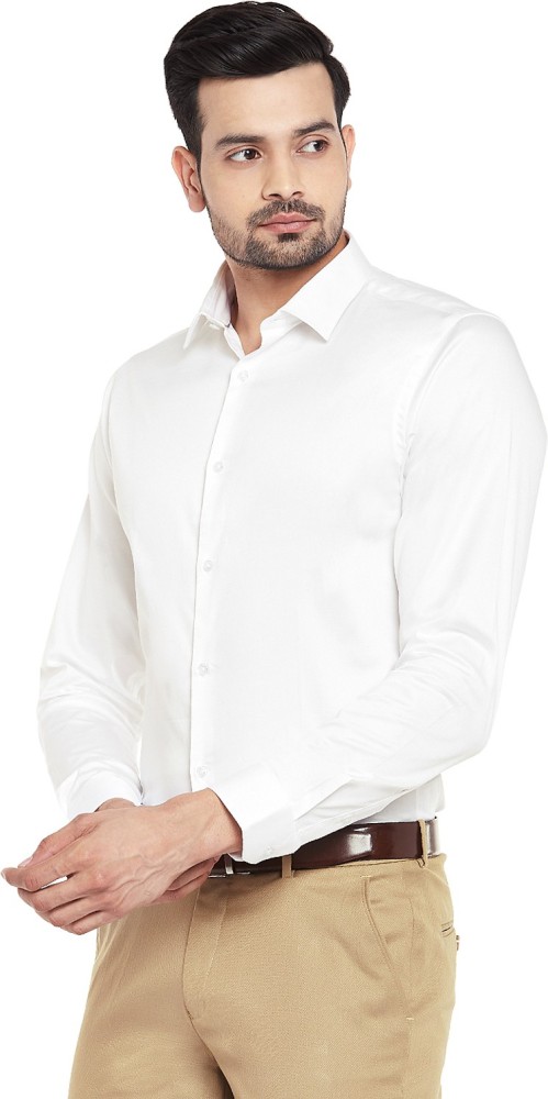 CottonLinen Lenin Plain White Full Sleeve Men Linen Shirt Casual Wear