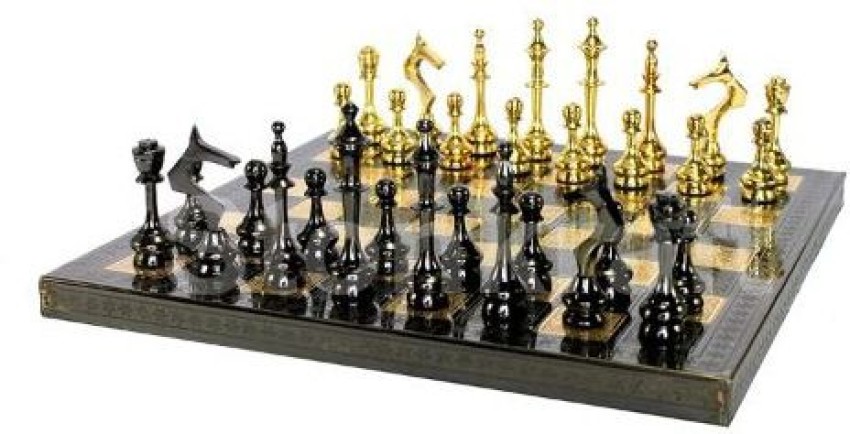 StonKraft 14 X 14; Collectible Wooden Folding Chess Game Board Set+ Brass  Staunton Figure Pieces