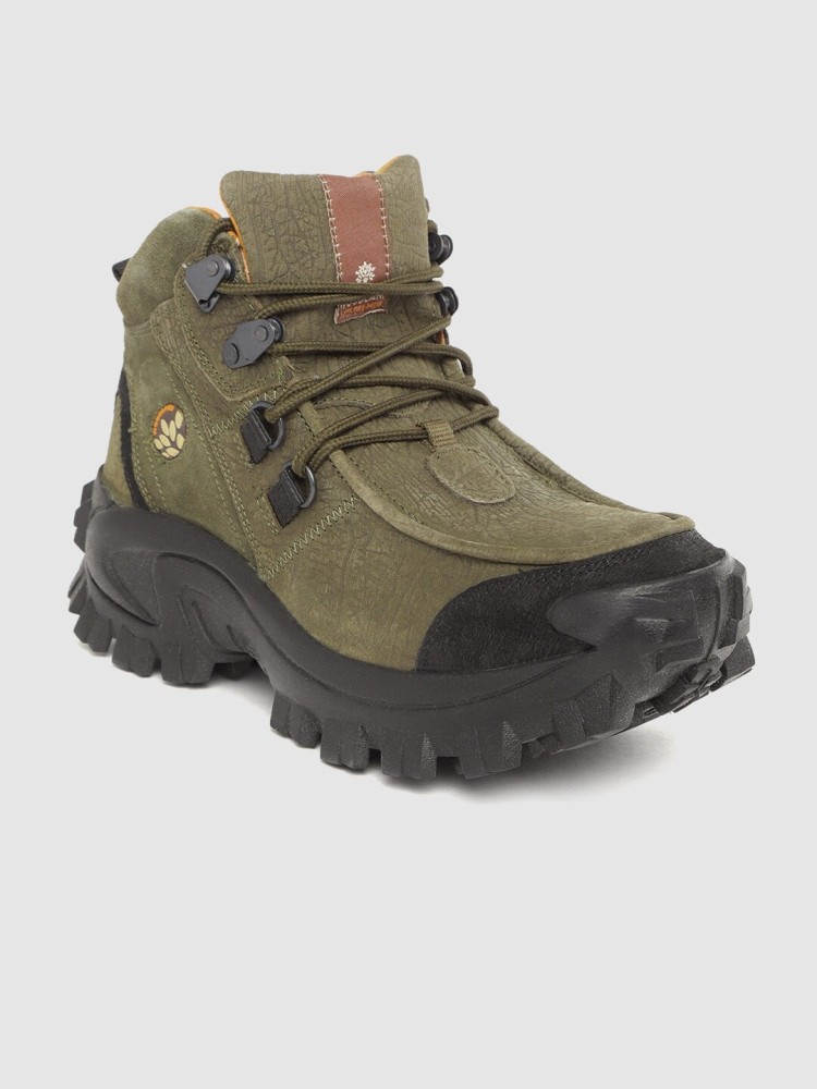 woodland olive green trekking boots