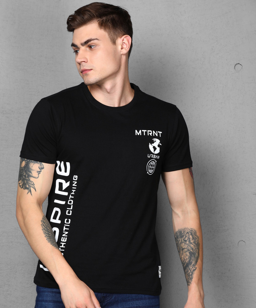 METRONAUT Printed Men Round Neck Black 