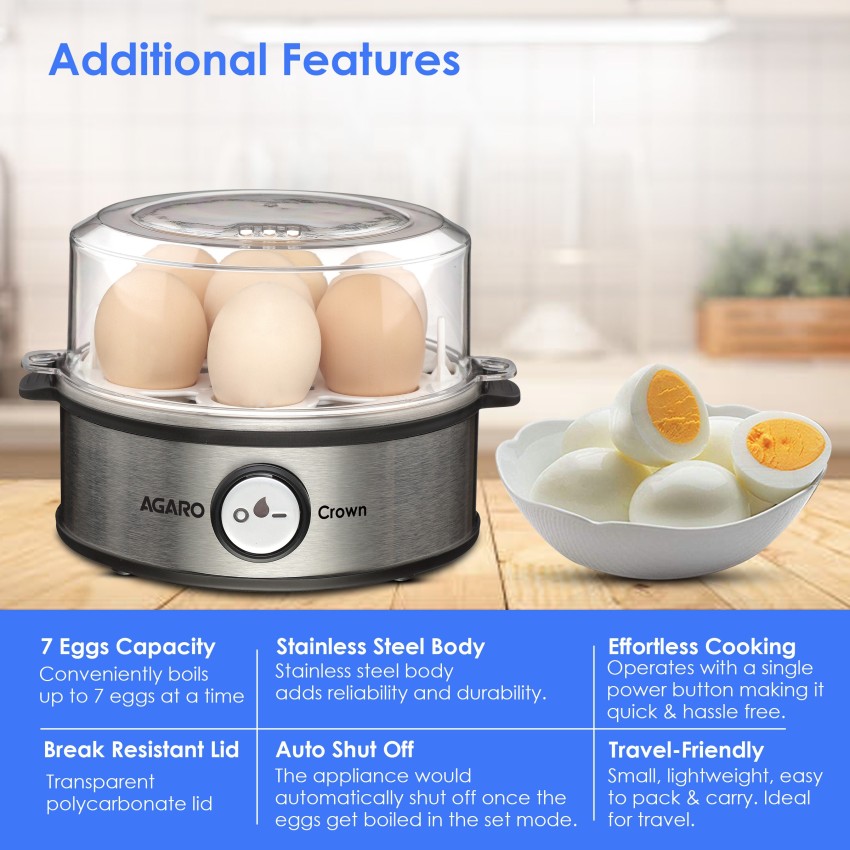 7-Capacity Electric Egg Cooker w/ Auto-Off Hard-Boiled Egg Maker Boiler  BPA-Free