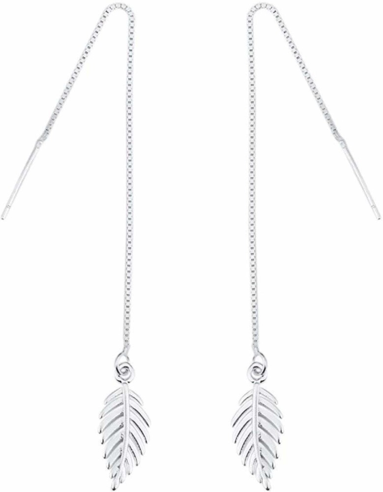 Thin silver needle long chain earrings E0030  Kosmetics Beauty