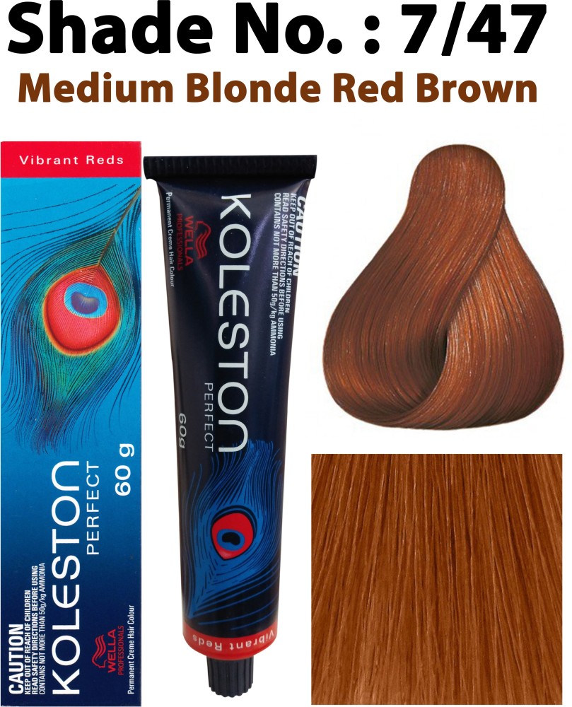 Wella Professionals Koleston Perfect Reds Hair Color 7/47 Colorant Tube 60g , Medium Blonde Red Brown - Price in India, Buy Wella Professionals Koleston Perfect Vibrant Reds Hair Color 7/47 Colorant