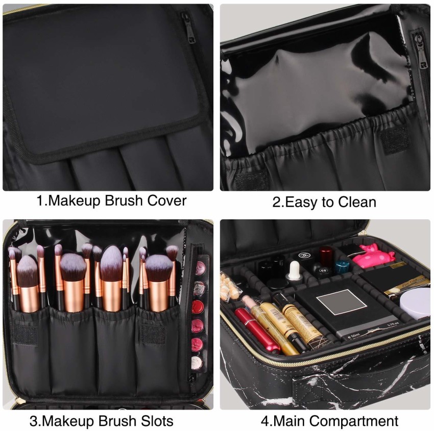 inovera Professional Makeup Cosmetic Storage Organizer Bag with Adjustable  Compartment (Rose Gold) Cosmetics & Makeup Storage Vanity Box Price in  India - Buy inovera Professional Makeup Cosmetic Storage Organizer Bag with  Adjustable