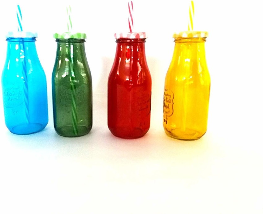 Buy Saaikee Set of 4 Mason Jar with Lid and Straw, Juice Jar With