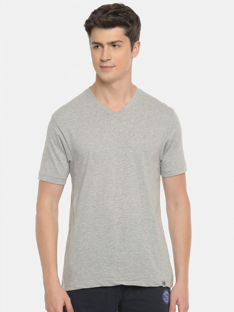 MACROMAN M SERIES Solid Men V Neck Grey 