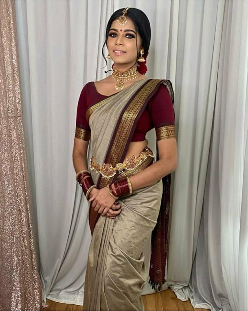 Mysore Crepe Plain Silk Dark Green Saree With Blouse – Sanjar Creation