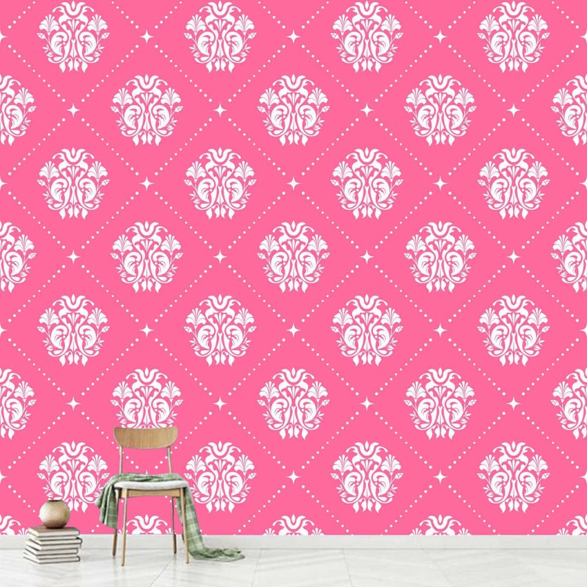 Large Pink Damask Wallpaper Wall Mural by Magic Murals